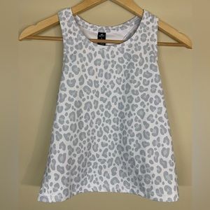 NWT 90 Degree by Reflex White Leopard Print Cropped Tank Top Size Large